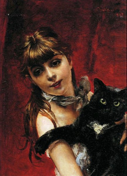 Girl with Black Cat