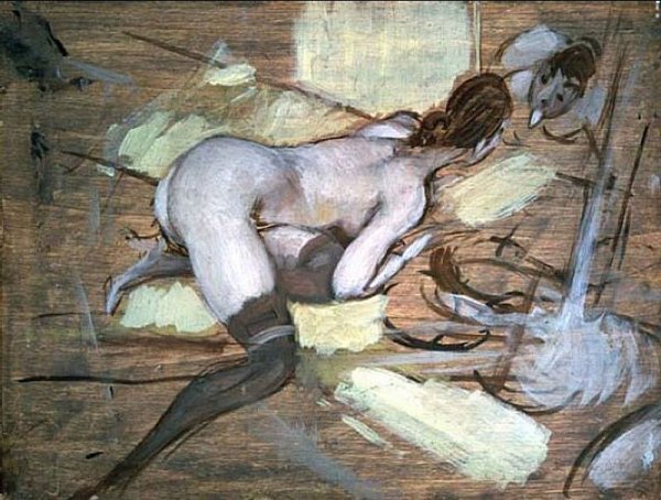 Nude Woman reclining on Yellow Cushions